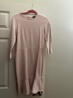 Ann Taylor Light Blush Pink Long Sleeve Midi Dress